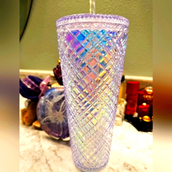 STARBUCKS HOLIDAY IRIDESCENT UNICORN BLING DIAMOND CUT JEWEL TUMBLER 24 OZ - Picture 6 of 16